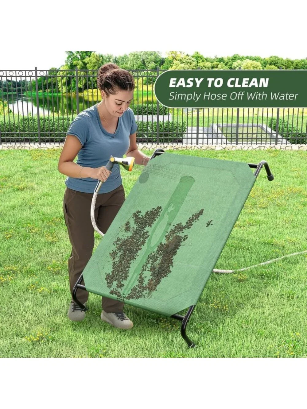 Elevated Waterproof Dog Bed for Large Dogs - Outdoor Cooling Cot, 47.75